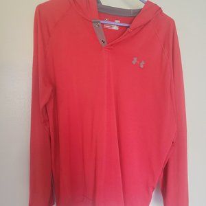 Men's Red/Gray Hooded Under Armour Loose Heat Gear Shirt